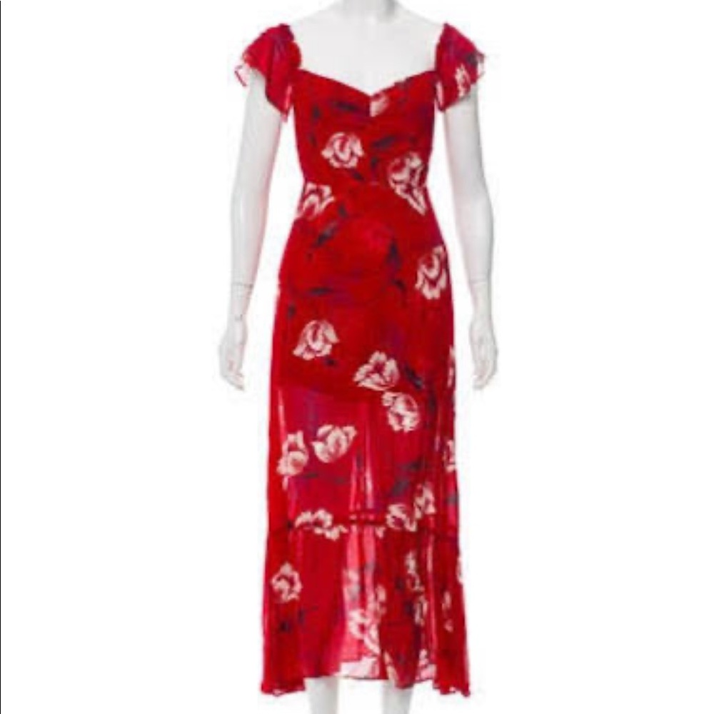 Reformation red floral maxi dress